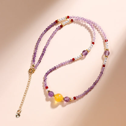 Natural Amethyst Collarbone Necklace | Spiritual Elegance & Positive Energy Charm