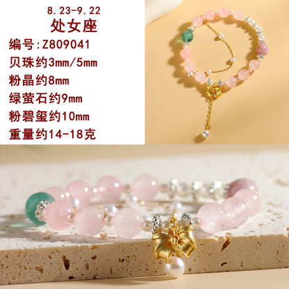 Natural Crystal Zodiac Bracelet - Mystical Astrological Jewelry for Women's Empowerment