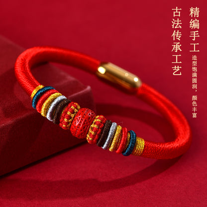 Sacred Garuda Vajra Knot Cinnabar Bracelet - Five Elements Protection for Zodiac Year