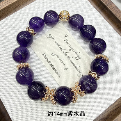 Natural Uruguay Amethyst Large Bead Single Circle Bracelet for Elegant Women