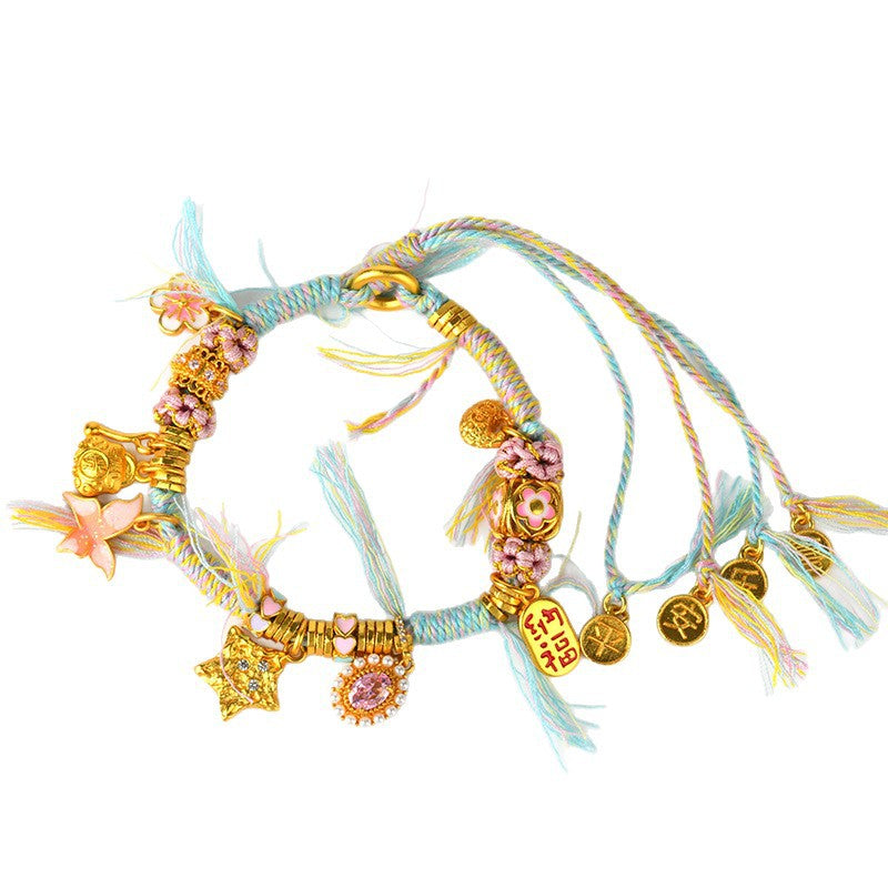 Golden Sand Peace Joy Tibetan Woven Bracelet | Spiritual Protection & Harmony Amulet