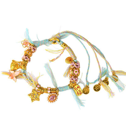 Golden Sand Peace Joy Tibetan Woven Bracelet | Spiritual Protection & Harmony Amulet