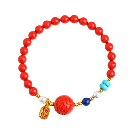 Natural High Content Cinnabar Wu Sui General Zodiac Red Bracelet for Protection and Luck