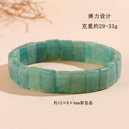 Natural Blue Green Crystal Healing Bracelet for Women - Serene Energy Stone Jewelry