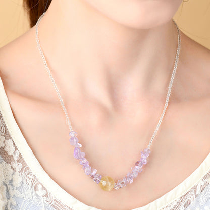 Natural Amethyst Citrine Collarbone Necklace | Spiritual Energy & Wealth Attraction