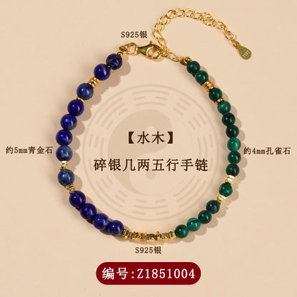 Five Elements Crystal Bracelet with S925 Silver - Balance Energy & Harmony for Women