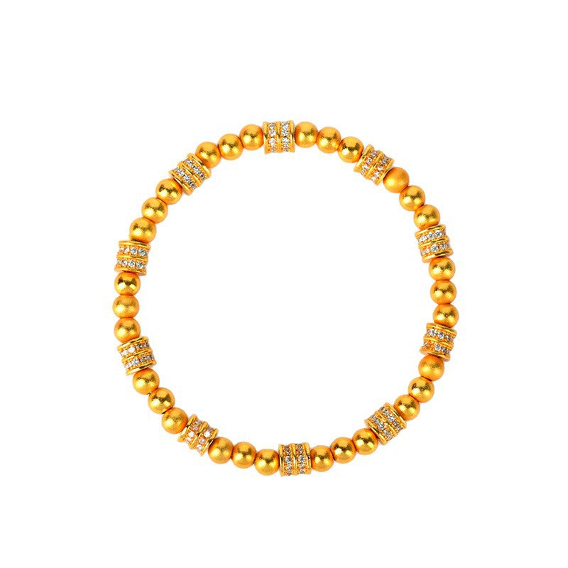 Gold Plated Diamond Lucky Bead Bracelet | Ancient Method Small Waist Design for Wealth & Protection