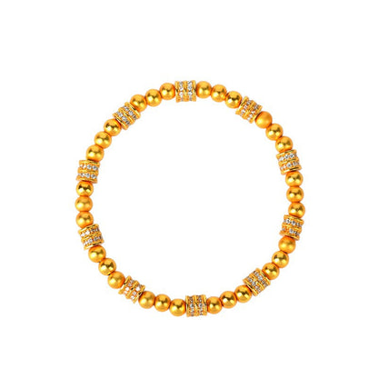Gold Plated Diamond Lucky Bead Bracelet | Ancient Method Small Waist Design for Wealth & Protection