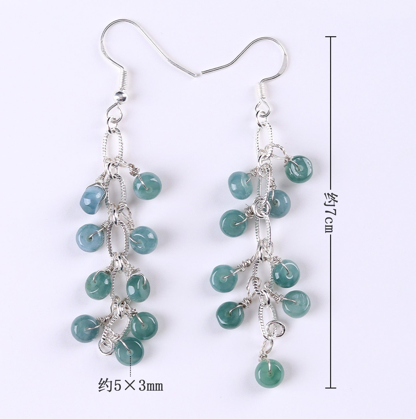 Natural Blue Green Jade Earrings with Tassel | Chinese Style Light Luxury Women's Jewelry