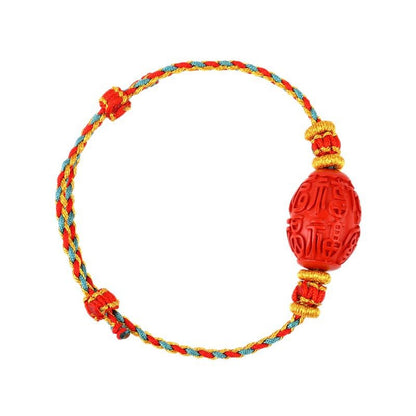 Natural High Content Cinnabar Fortune Drum Bead Hand-Woven Bracelet - Wealth & Protection Talisman