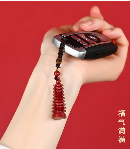 Natural Purple Gold Cinnabar Wenchang Pagoda Exam Keychain - Wisdom & Luck Talisman