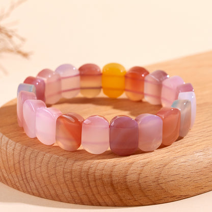 Natural Crystal Salt Source Agate Bracelet | Candy Color Girl Style for Purification & Good Fortune
