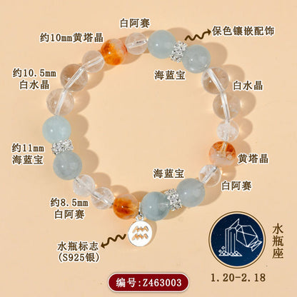Twelve Constellations Natural Crystal Bracelet｜Spiritual Fortune & Cosmic Protection Jewelry