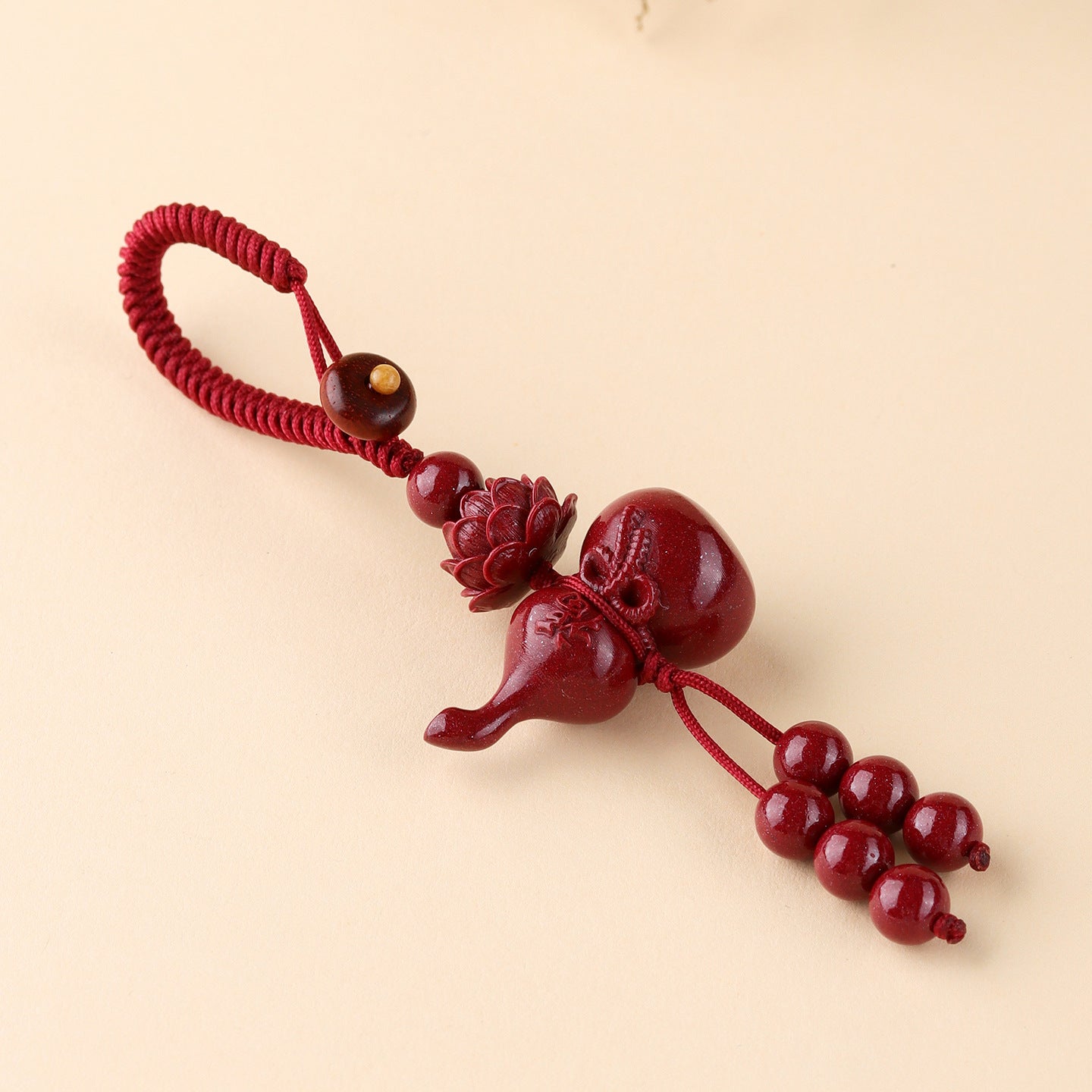Natural Purple Gold Cinnabar Gourd Keychain | Wealth Fortune Protection Amulet