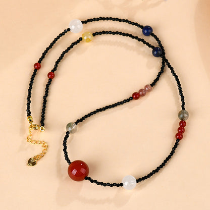 Twelve Zodiac Natural Crystal Multi-Gemstone Collarbone Necklace & Bracelet Set