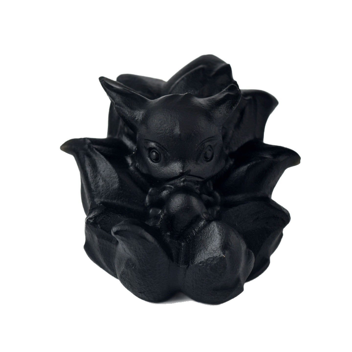 Natural Obsidian Carved Nine-Tailed Fox Ornament - Mystical Desk Decor for Wisdom & Protection
