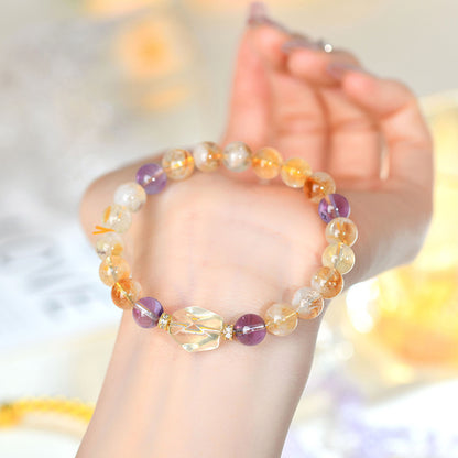 Natural Yellow Pagoda Crystal Bracelet | Wealth & Protection Talisman for Women