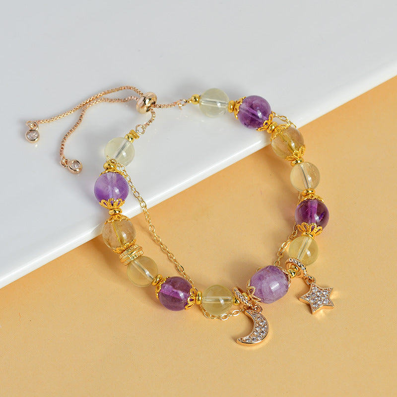 Taurus Constellation Natural Amethyst Citrine Bracelet - Women's Spiritual Jewelry for Wealth & Stability