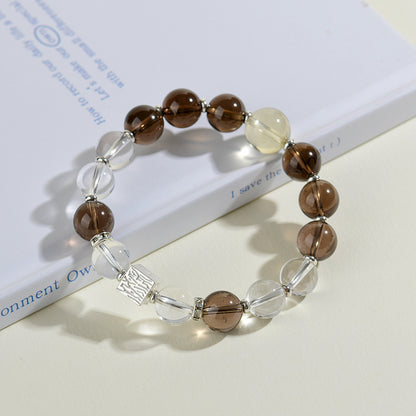 Aries Natural Tea Crystal Bracelet | White Crystal Zodiac Amulet for Courage and Clarity