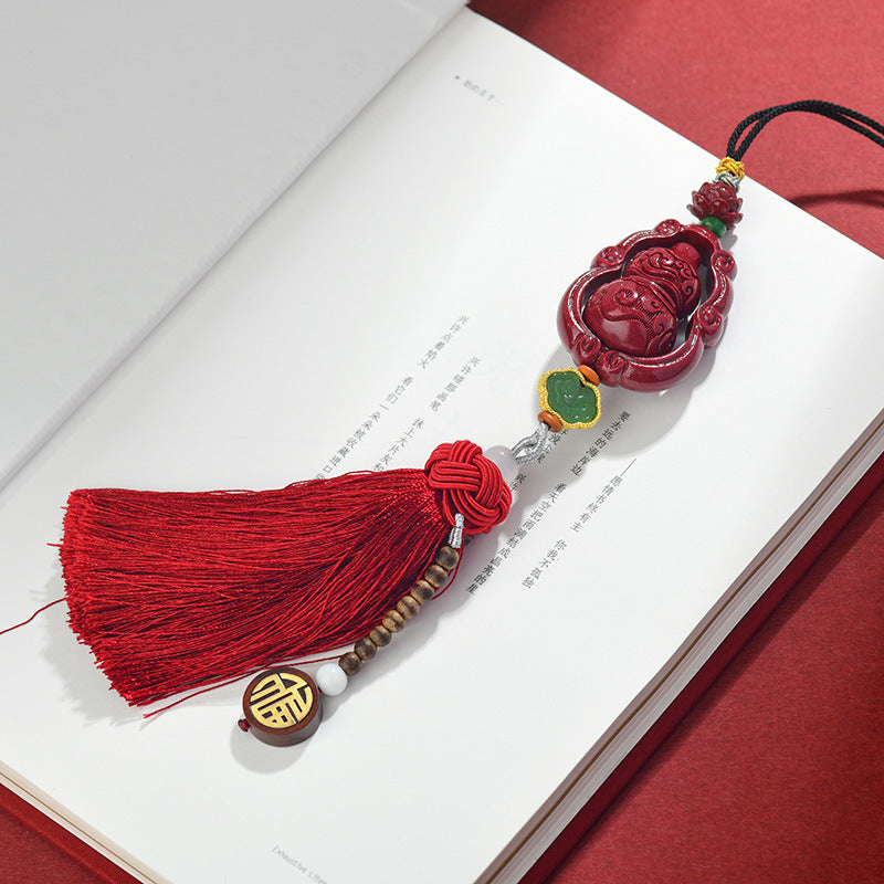 Original Ore Purple Gold Cinnabar Cloud Gourd Car Hanging - Feng Shui Protection Talisman