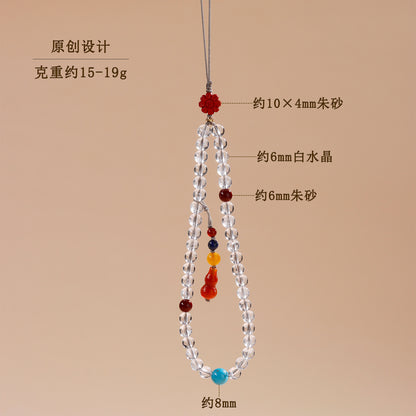 Natural White Crystal Buddha Bead Phone Chain - Spiritual Pendant for Peace and Prosperity