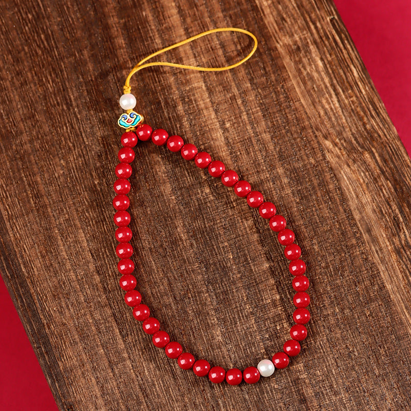 Imperial Red Cinnabar Zodiac Phone Charm - Natural Protection & Luck Enhancer