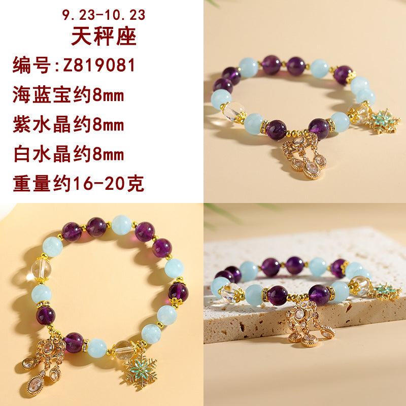 Natural Crystal Zodiac Bracelet - Mystical Astrological Jewelry for Women's Empowerment