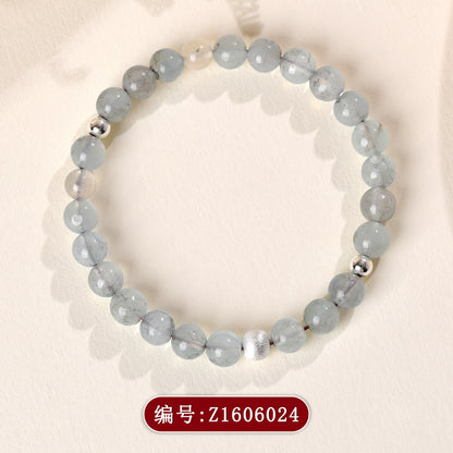 Natural Aquamarine White Moonlight Bracelet - S925 Silver Elegant Women's Spiritual Jewelry