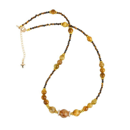 Golden Tiger Eye Tower Crystal Necklace | Wealth & Protection Talisman for Women