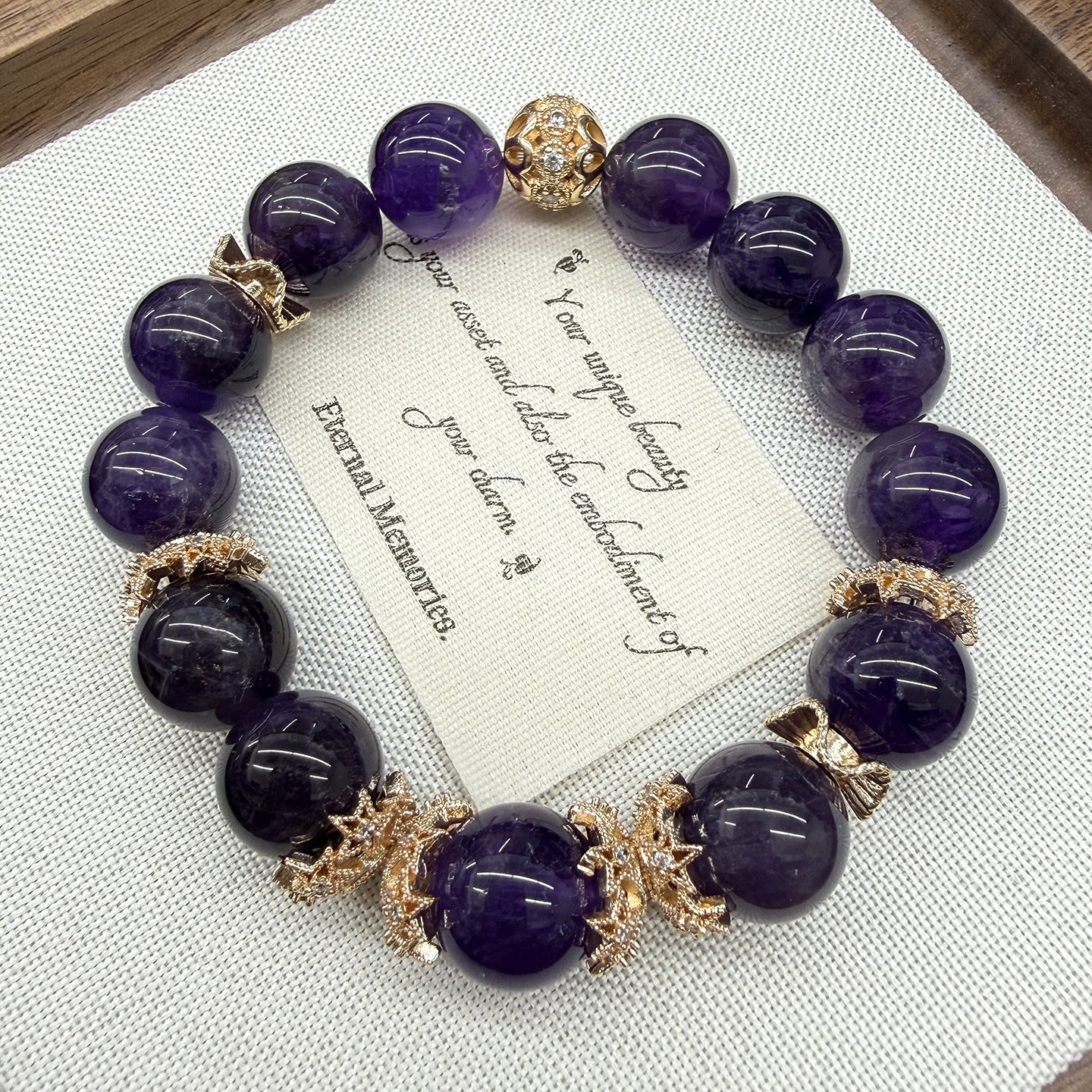 Natural Uruguay Amethyst Large Bead Single Circle Bracelet for Elegant Women