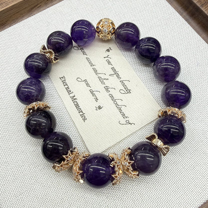Natural Uruguay Amethyst Large Bead Single Circle Bracelet for Elegant Women