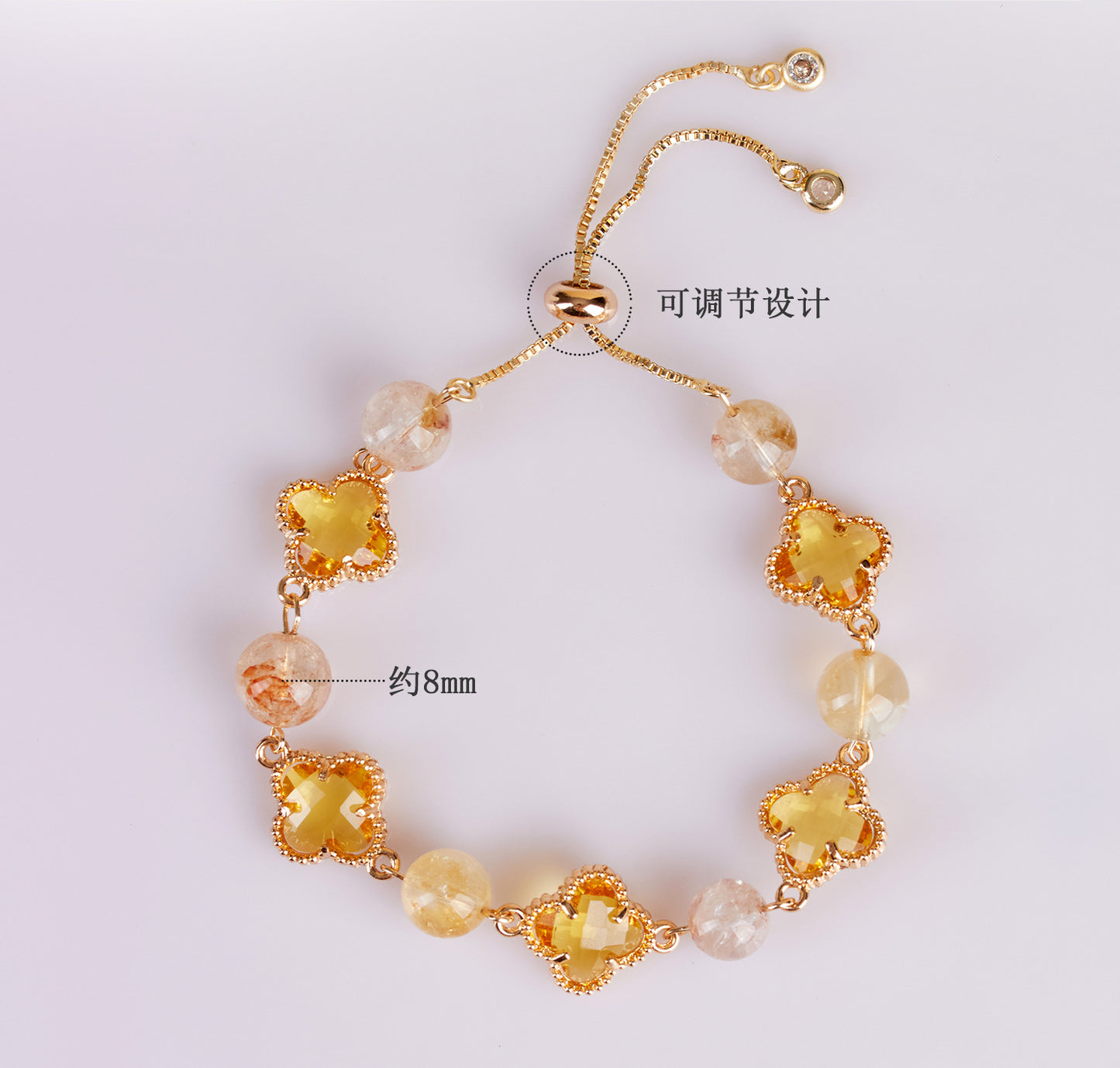 Yellow Tower Crystal Four-Leaf Clover Original Bracelet | Lucky Charm for Women's Fortune & Protection