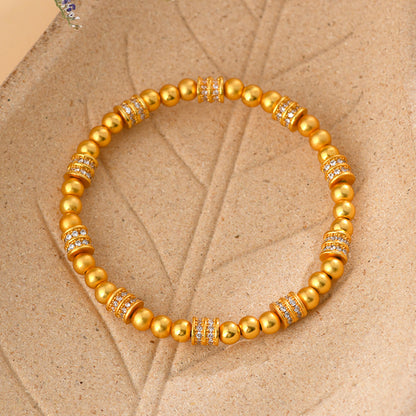 Gold Plated Diamond Lucky Bead Bracelet | Ancient Method Small Waist Design for Wealth & Protection