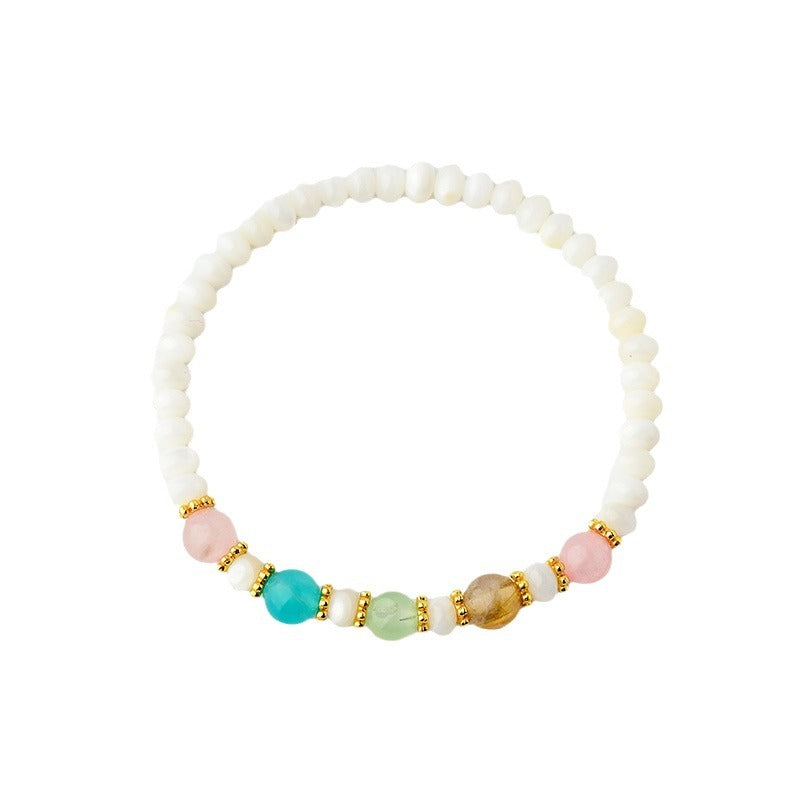Five Elements Shell Bead Crystal Bracelet | Harmony & Wealth Talisman for Women