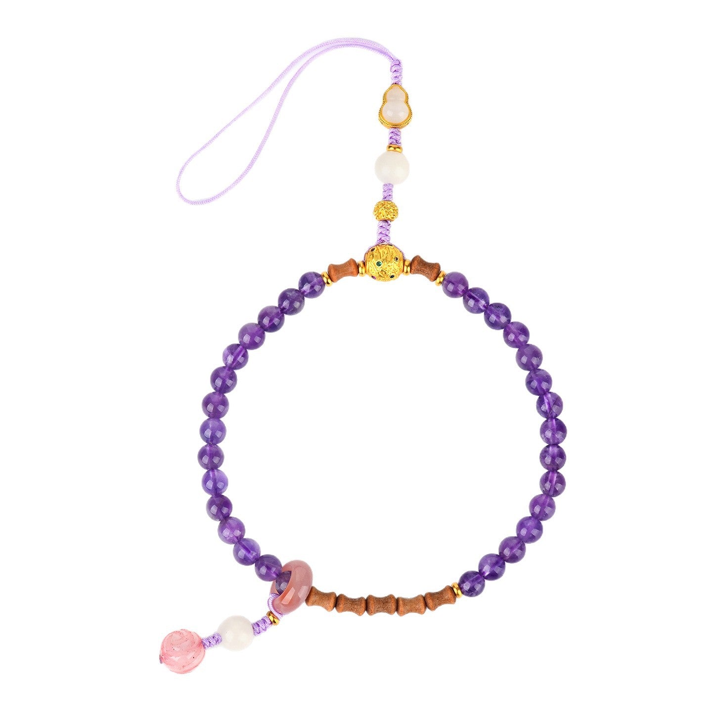 Natural Amethyst Crystal Phone Chain - Spiritual Protection & Romantic Elegance for Women