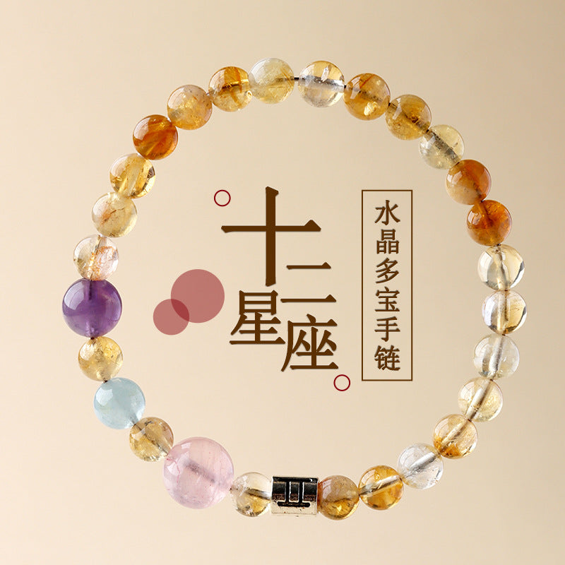 Mystical Natural Crystal Zodiac Bracelet - Cosmic Energy & Spiritual Harmony