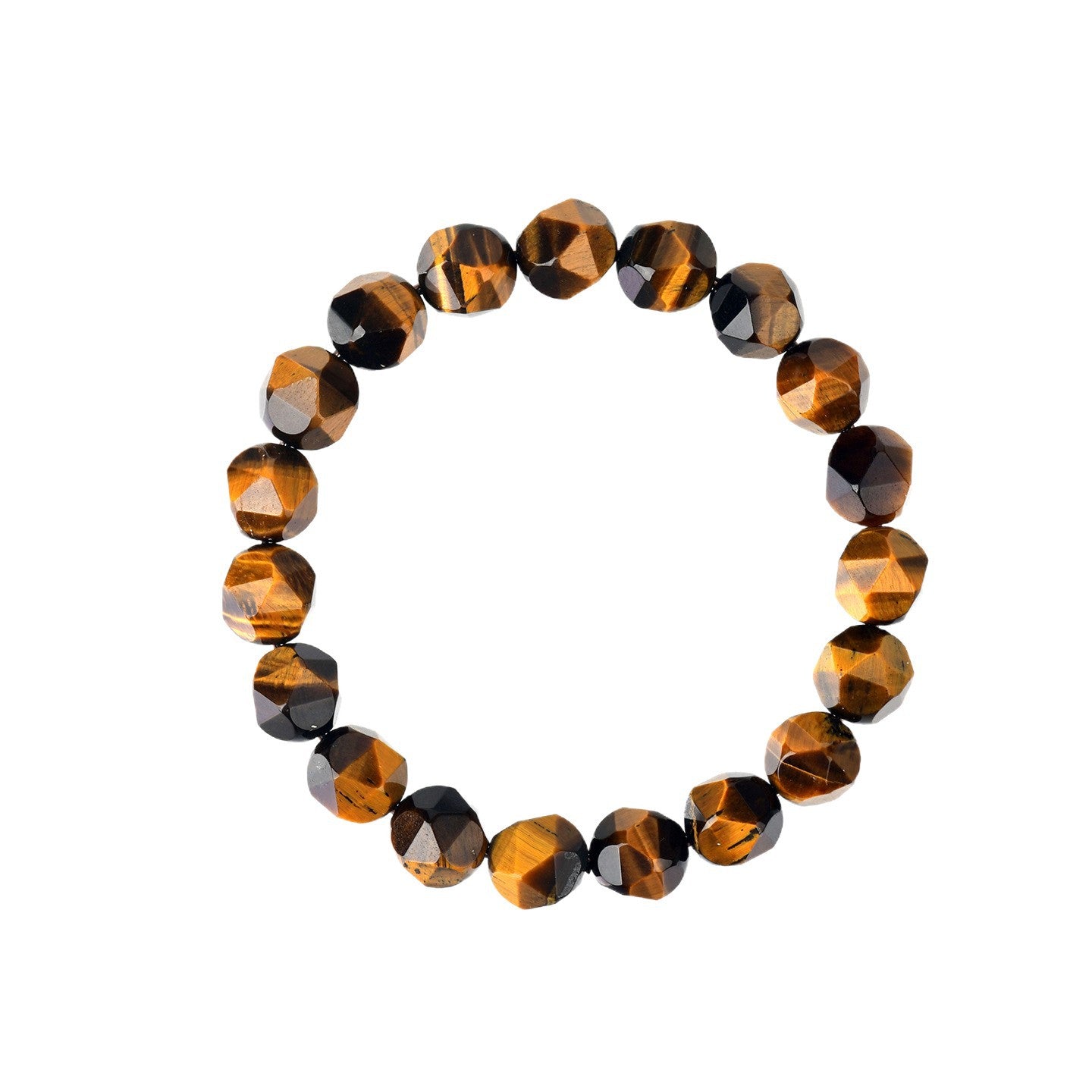 Golden Tiger Eye and Obsidian Faceted Irregular Bracelet - Unisex Couple Protection Charm