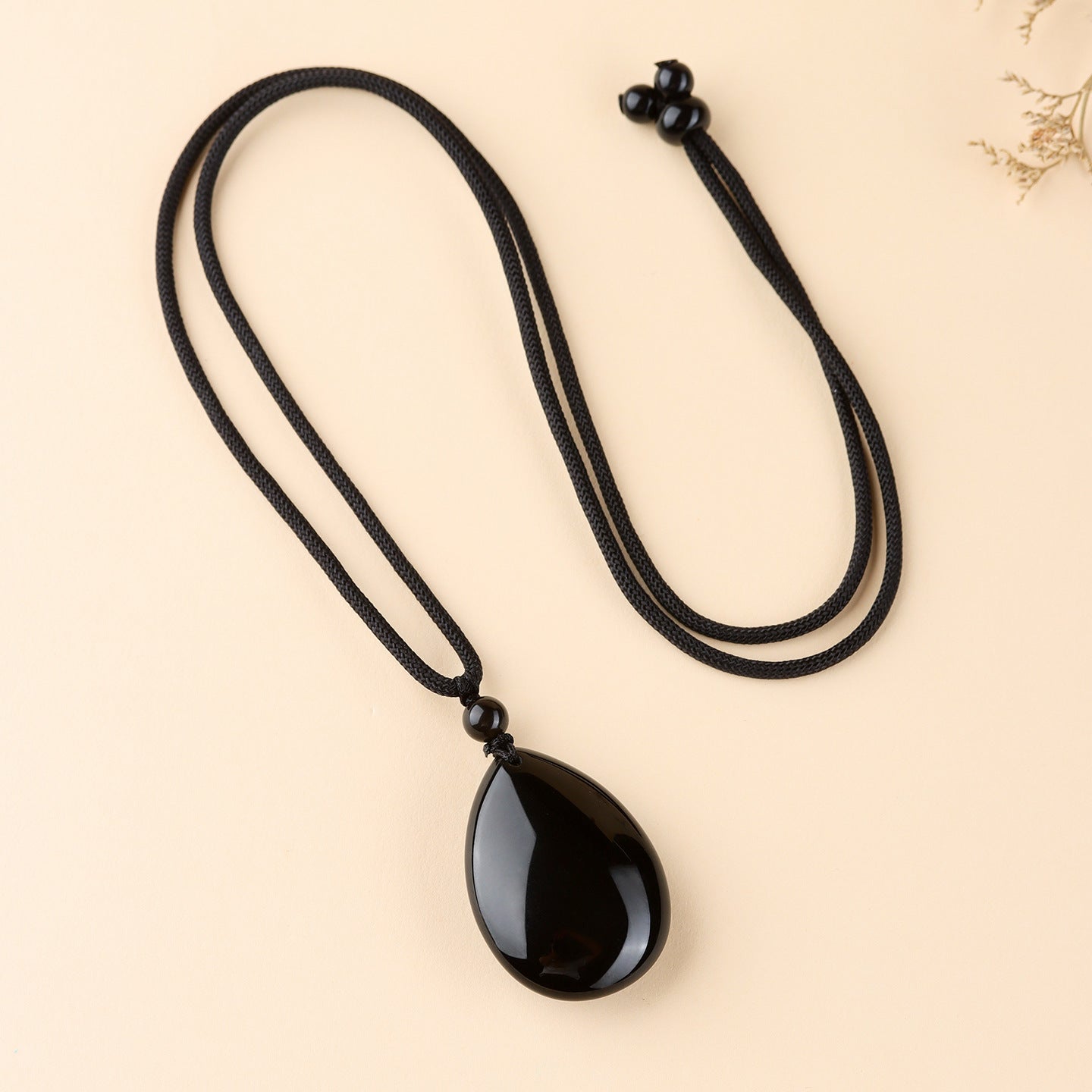 Natural Rainbow Eye Black Gold Obsidian Water Drop Pendant - Spiritual Couple Necklace for Harmony & Protection