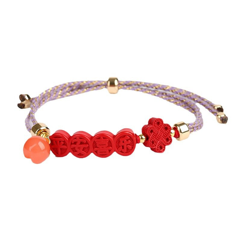 Imperial Red Cinnabar Peace Joy Bracelet | Ancient Handwoven Spiritual Jewelry
