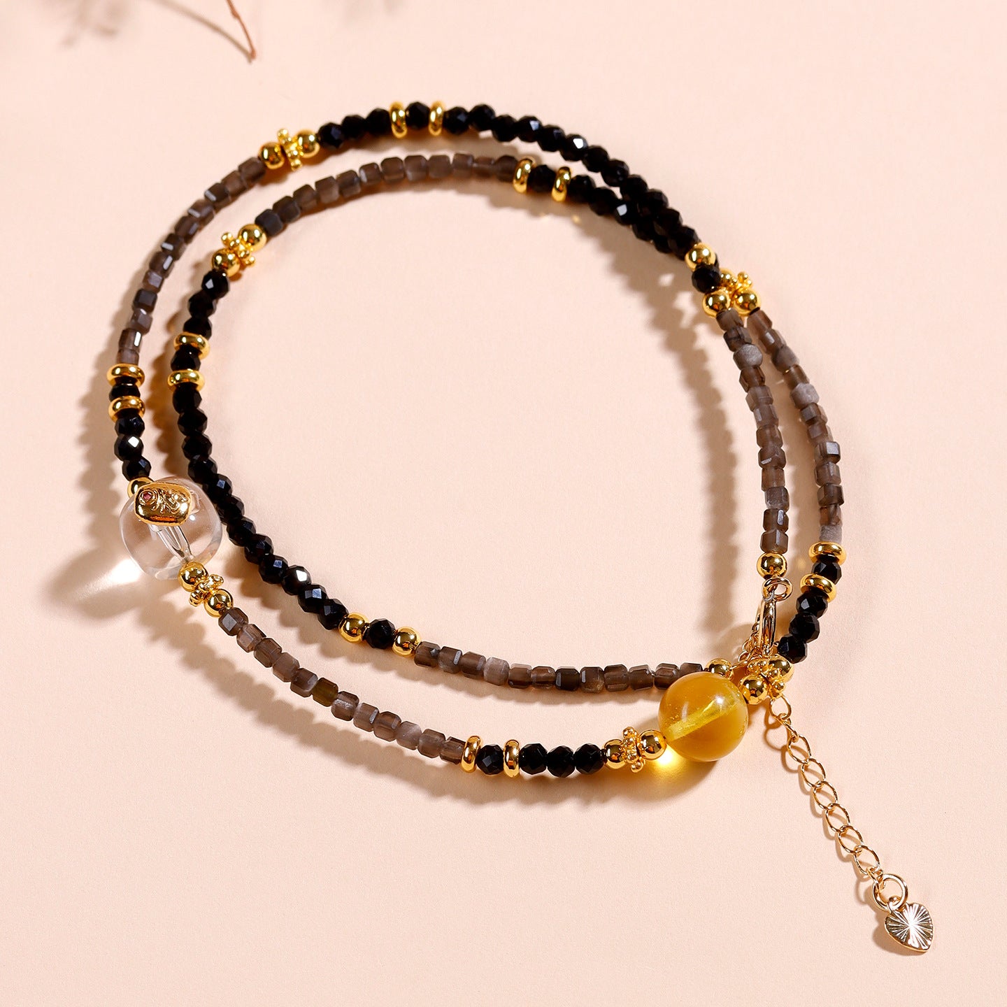 Natural Silver Obsidian Black Spinel Adjustable Collarbone Necklace - Mystical Protection for Women