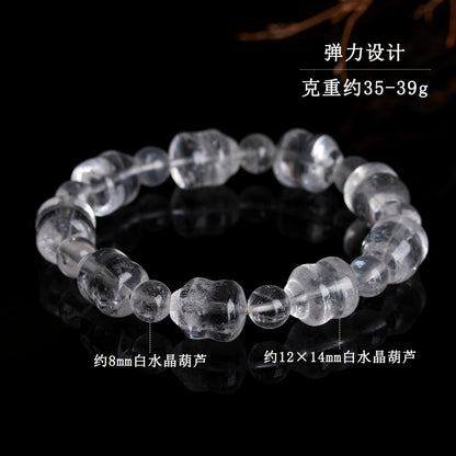 Natural White Crystal Gourd Bracelet | Fulu Blessing Ice Transparent Spiritual Jewelry