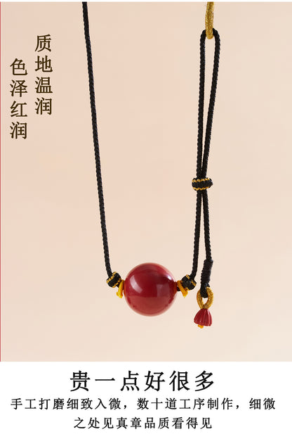 Imperial Red Cinnabar Collarbone Necklace | Natural Protection & Elegance for Women