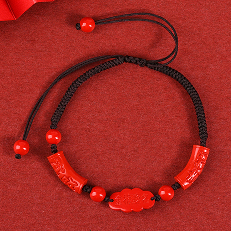 Imperial Red Cinnabar Woven Bracelet - Wealth and Protection Talisman