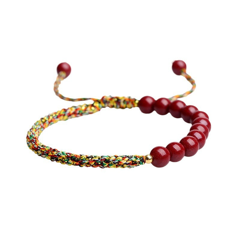 Natural Purple Gold Sand Bracelet - Handwoven Red String Multicolor Rope for Wealth & Protection