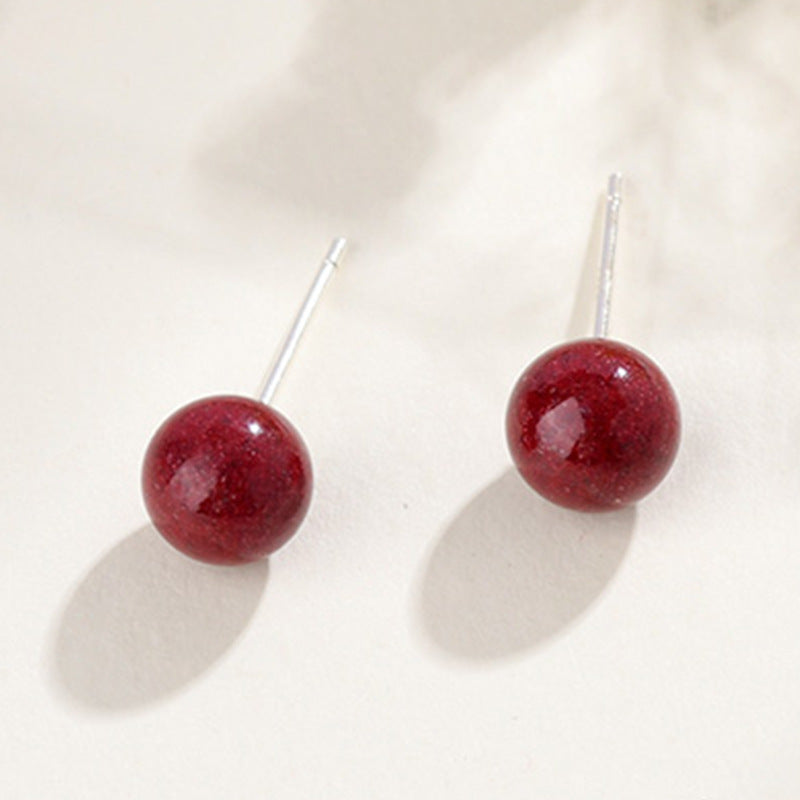 Natural Cinnabar Purple Gold Sand Rose Flower Earrings | Chinese Style Spiritual Jewelry