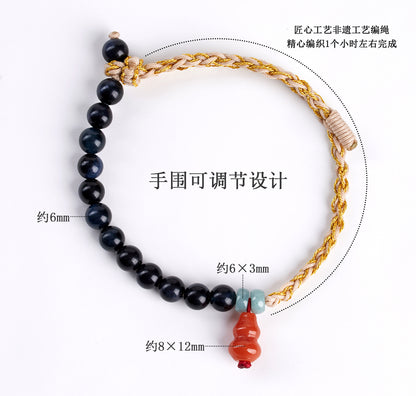 Blue Tiger Eye Half Circle Bracelet | Fate Protection Chinese Style Women's Jewelry