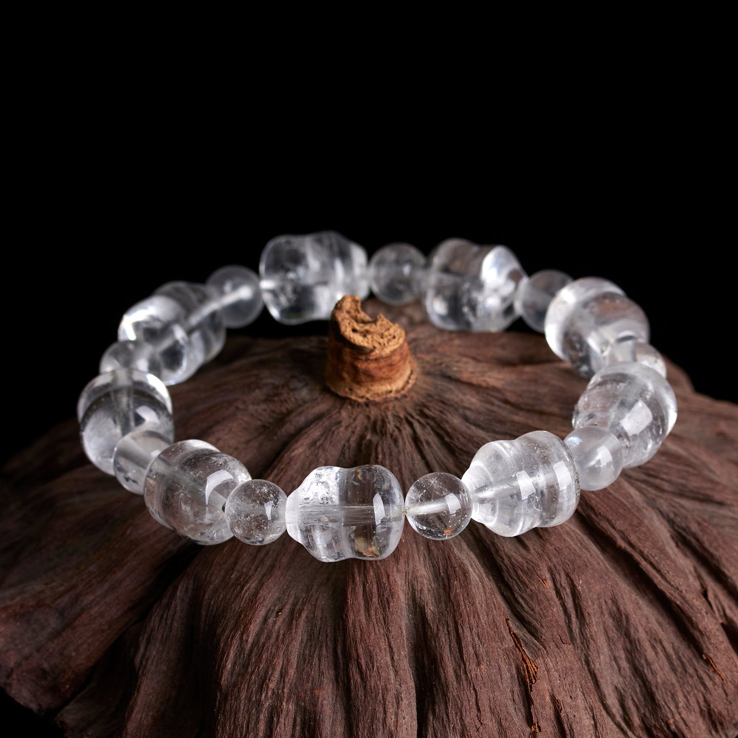 Natural White Crystal Gourd Bracelet | Fulu Blessing Ice Transparent Spiritual Jewelry