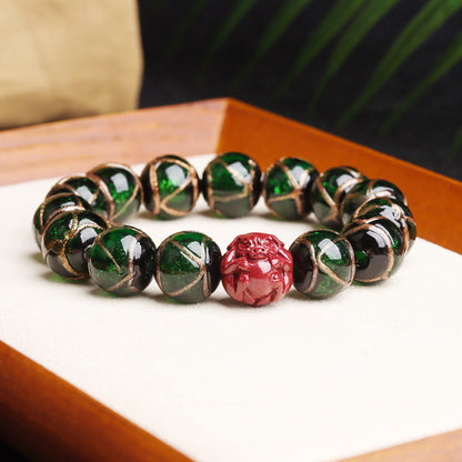 Tiger Year Incense Ash Glazed Bead Bracelet - Mystical Protection and Fortune Talisman