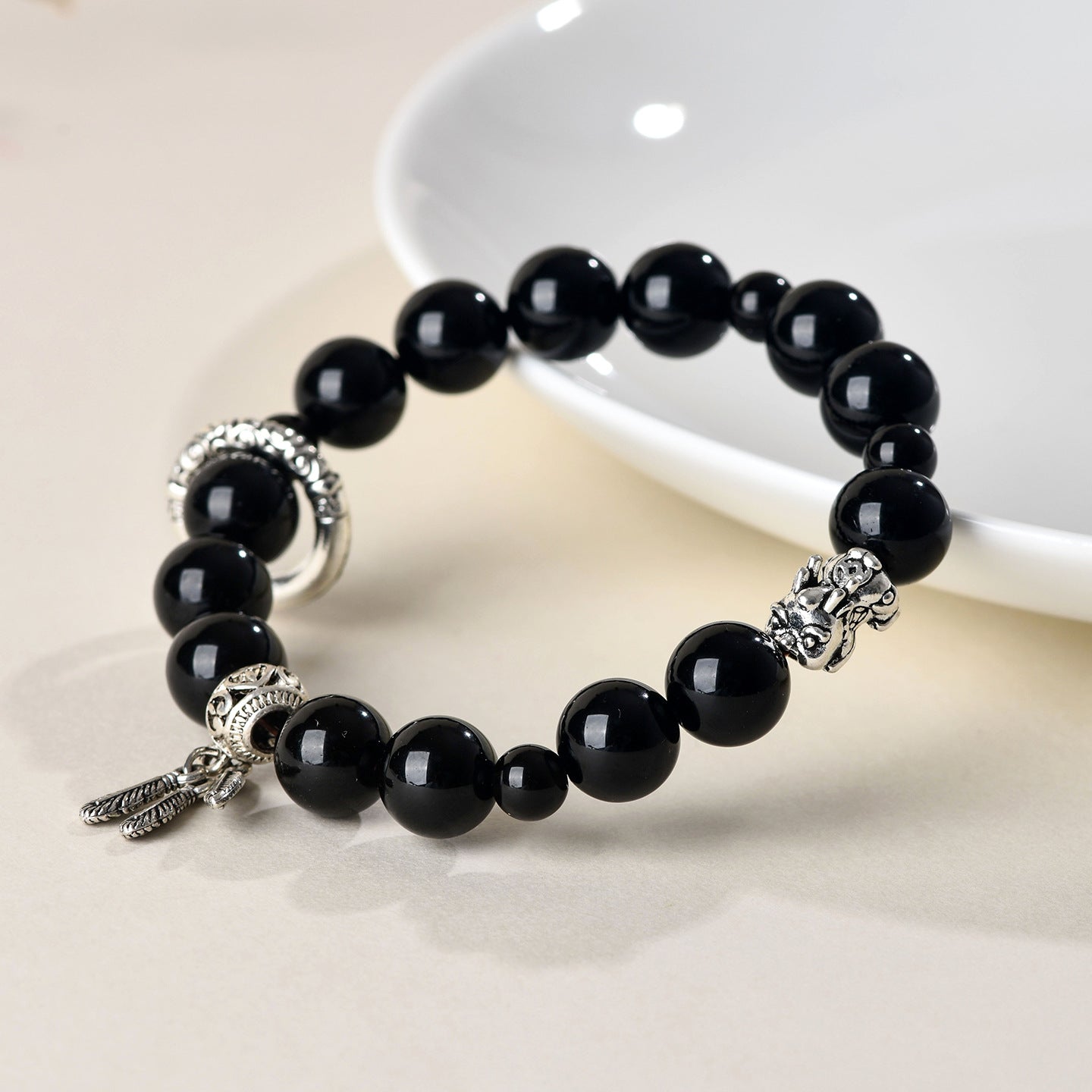 Natural Obsidian Pixiu Bracelet - Chinese Style Women's Wealth and Protection Talisman