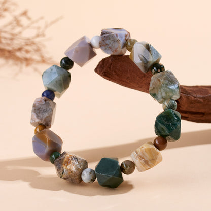 Ocean Chalcedony Crystal Bracelet | Natural Irregular Design for Luck & Harmony